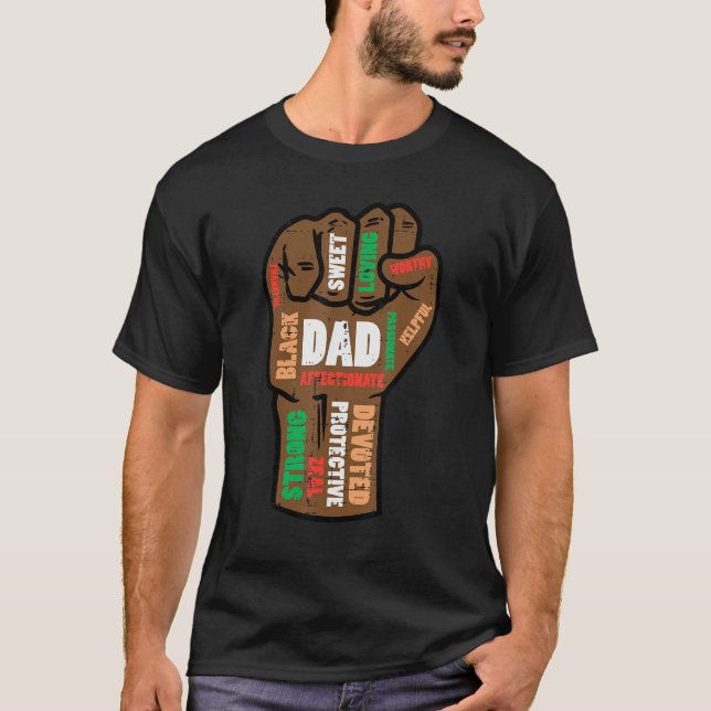Camiseta Fathers Day Black Dad Fist Words African Papa Dadd (Anverso)