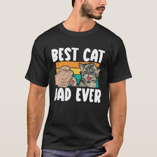 Camiseta Fathers Day Papa Best Cat Dad Ever Fatherhood Dadd (Anverso)