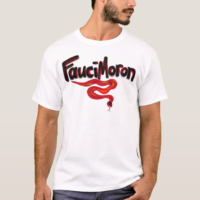 Camiseta Fauci Moron Red Black Snake Anti-Médica Fauci (Anverso)