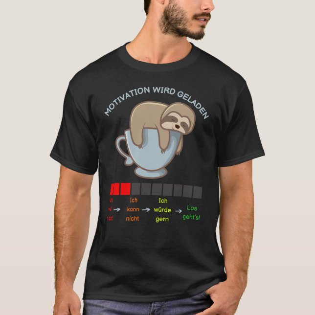 Camiseta Faultier auf Kaffeetasse - Motivation wird geladen (Anverso)