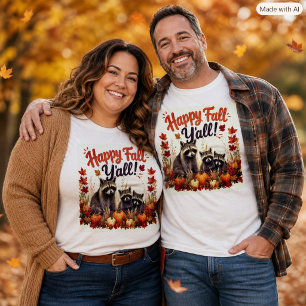 Camiseta Fauna de otoño Mapaches Lindos Feliz Otoño a Todos