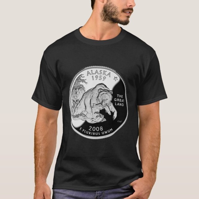 Camiseta Faux Alaska State Quarter The Great Land Grizzly (Anverso)