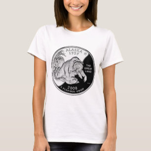 Camiseta Faux Alaska State Quarter The Great Land Grizzly