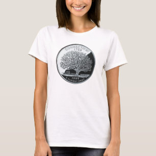 Camiseta Faux Connecticut State Quarter Charter Oak Tree