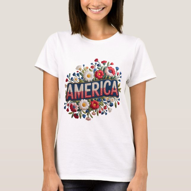 Camiseta Faux Embroidery America Tshirt (Anverso)