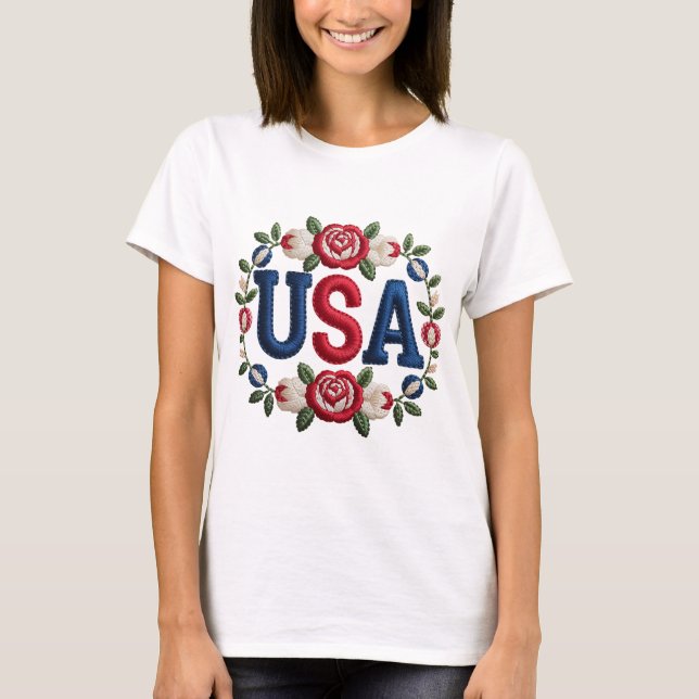 Camiseta Faux Embroidery USA Tshirt (Anverso)
