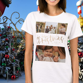 Camiseta Faux Gold de Feliz Navidad 4 Navidades de fotograf