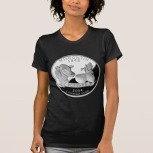 Camiseta Faux Wisconsin State Quarter Cow Cheese Corn Farm