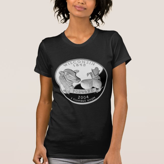 Camiseta Faux Wisconsin State Quarter Cow Cheese Corn Farm (Anverso)