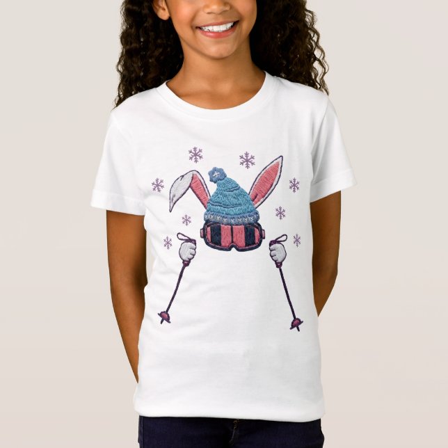 Camiseta Faux yarn skiing rabbit winter humor (Anverso)