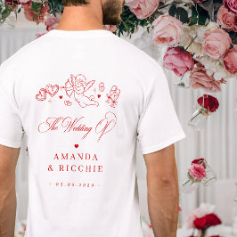 Camiseta Favor de boda Querubín Dibujado a Mano Cupido Vint