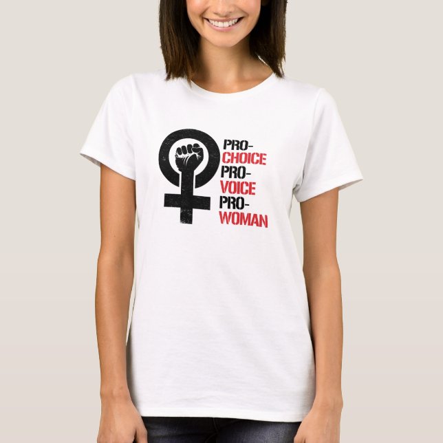 Camiseta Favorable-Mujer proabortista de la Favorable-Voz (Anverso)
