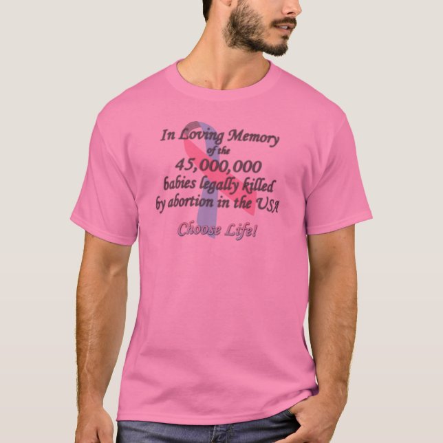 Camiseta Favorable vida, estadísticas del aborto (Anverso)