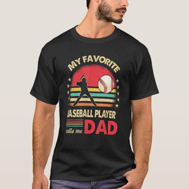 Camiseta Favorite Baseball Player Calls Me Dad USA Flag Fat (Anverso)