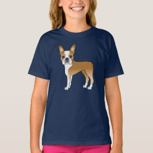 Camiseta Fawn Boston Terrier Adorable Caricatura Diseño de 
