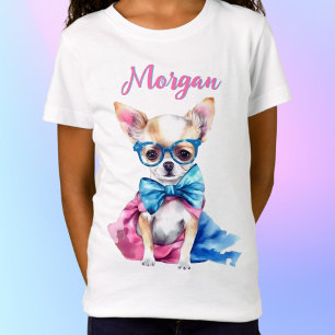 Camiseta Fawn Chihuahua Cachorro con gafas con nombre