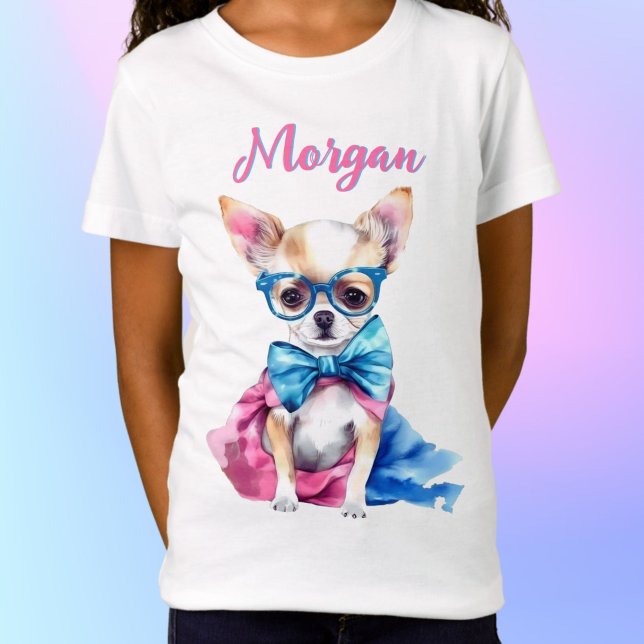 Camiseta Fawn Chihuahua Cachorro con gafas con nombre (Subido por el creador)