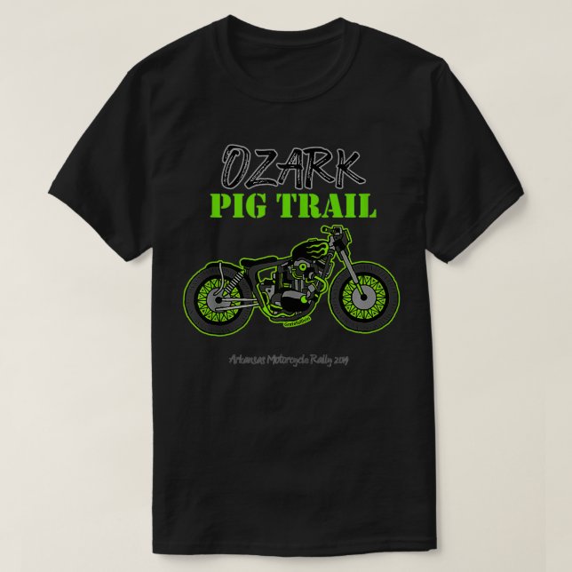 Camiseta Fayetteville Arkansas Ozark Pig Trail Bobber Motor (Diseño del anverso)
