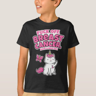 Camiseta Fck Off Breve Cancer Unicorn Butterfly Fun Qu Qu
