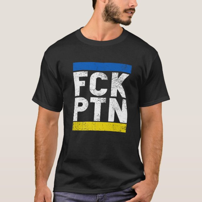 Camiseta Fck Ptn I Stand With Ukraine, Ukrainian Flag (Anverso)