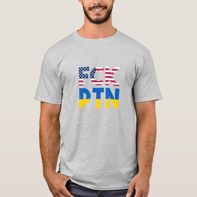 Camiseta FCK PTN Puck Futin, I stand with Ukraine flag (Anverso)