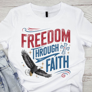 Camiseta Fe afligida Patriótica Roja, Blanca y Azul