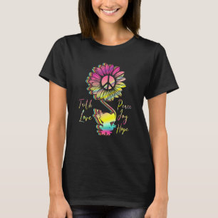 Camiseta Fe Amor Paz Alegría Esperanza Símbolo de Rana Yoga