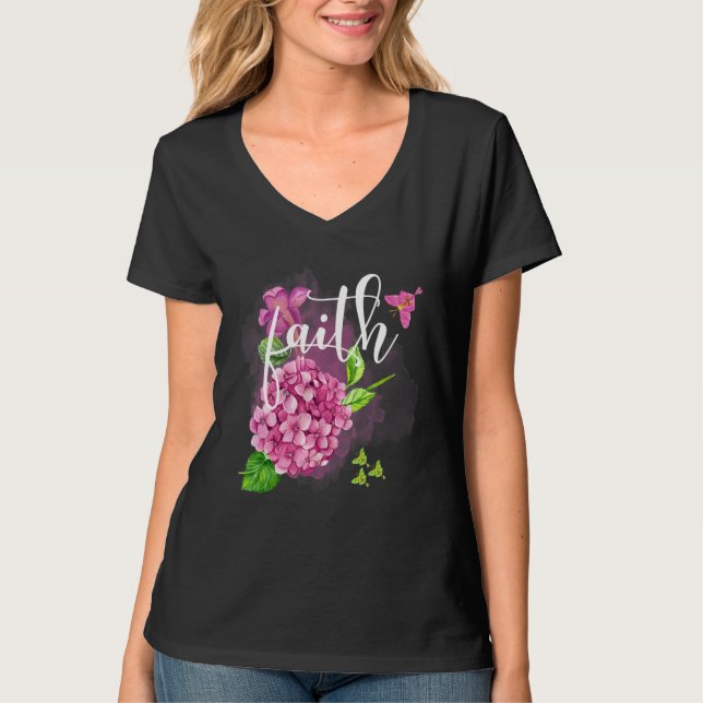 Camiseta Fe Bonito Floral Hydrangea con el Chr de la Maripo (Anverso)