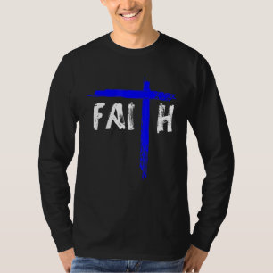 Camiseta Fe Católica Y Cruz Línea Azul Oficial De Policía