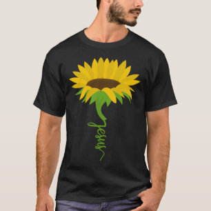 Camiseta Fe Cristiana Jesús Flor Amarilla Girasol Evan