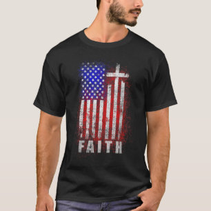 Camiseta Fe Cristiana Patriótica Amor Jesús Bandera America