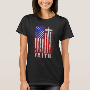 Camiseta Fe Cristiana Patriótica Amor Jesús Bandera America