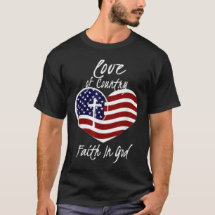 Camiseta Fe Cristiana Patriótica En Dios Corazón Cruzada Am