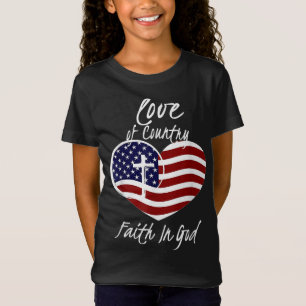 Camiseta Fe Cristiana Patriótica En Dios Corazón Cruzada Am