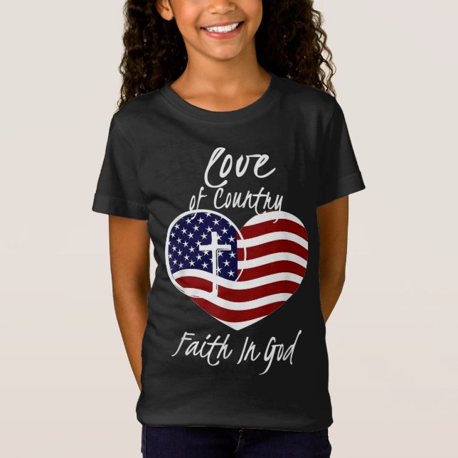 Camiseta Fe Cristiana Patriótica En Dios Corazón Cruzada Am (Anverso)