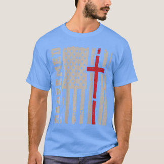 Camiseta Fe cristiana redimió hombres cruz Dios en la espal