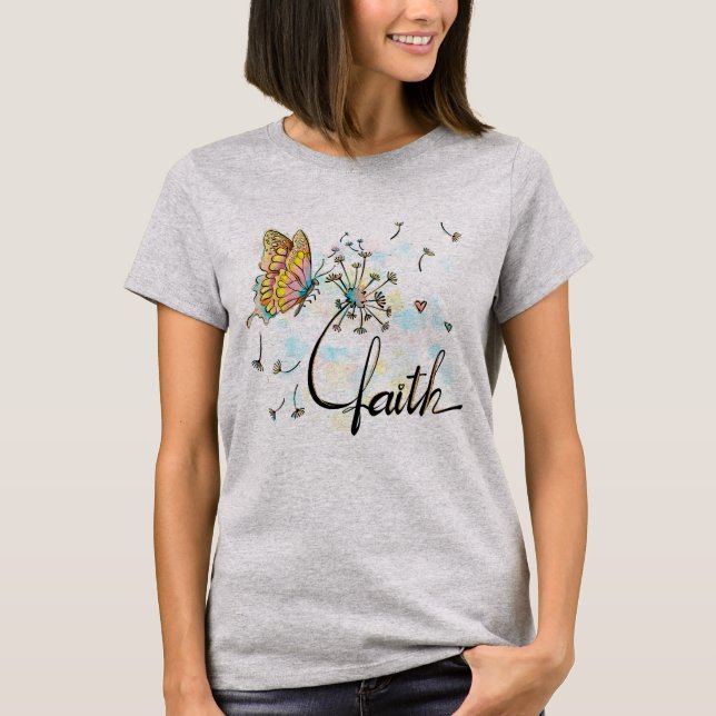 Camiseta Fe cristiana religiosa mariposa Diente de león  (Anverso)