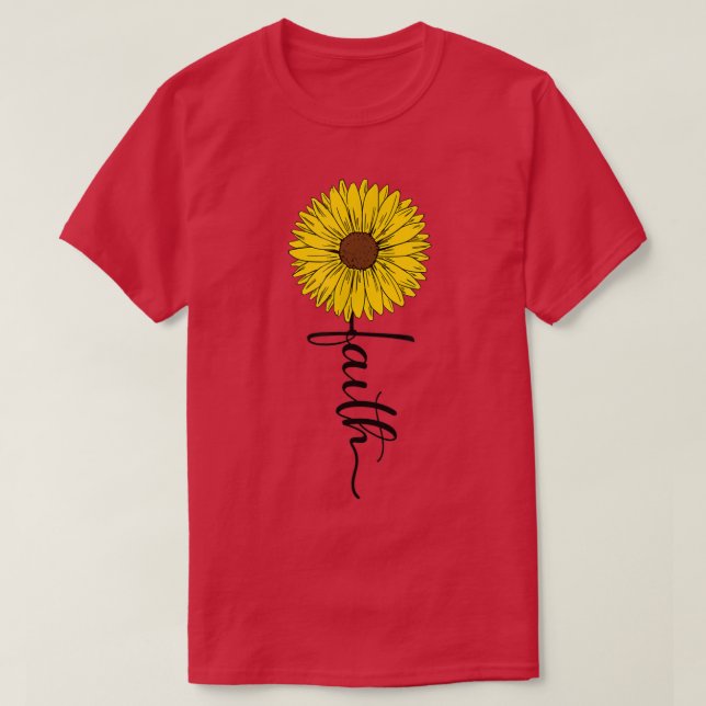 Camiseta Fe cruz de girasol Dios Creer Dios Amor (Diseño del anverso)