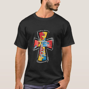 Camiseta Fe Cruz Santa Autismo Conciencia del Autismo