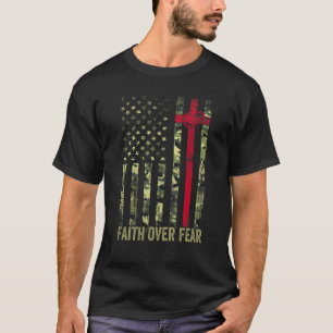 Camiseta Fe De Fuerza Cruz Cristiana Bandera Estadounidense