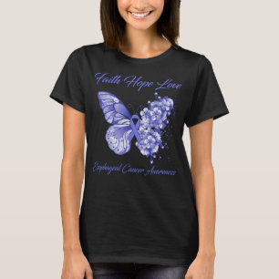 Camiseta Fe de la Mariposa Esperanza Amar El Cáncer Esofági