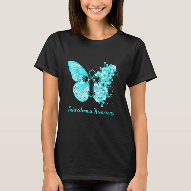 Camiseta Fe de la mariposa Verde azulada de las mujeres Con (Anverso)