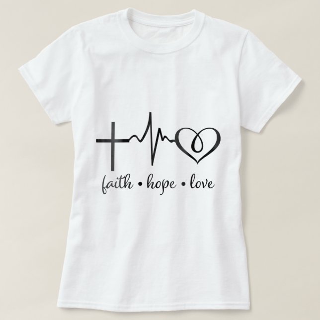 Camiseta Fe de las mujeres Esperanza y Amor Cristiano Juan  (Diseño del anverso)