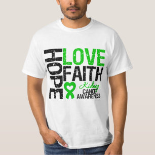 Camiseta Fe del amor de la esperanza del cáncer del riñó