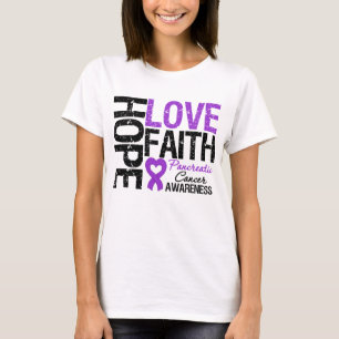 Camiseta Fe del amor de la esperanza del cáncer pancreáti