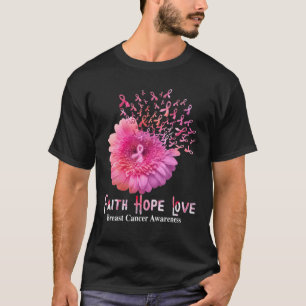 Camiseta Fe del Cáncer de Mama Esperanza Amor Daisy Flor Ro