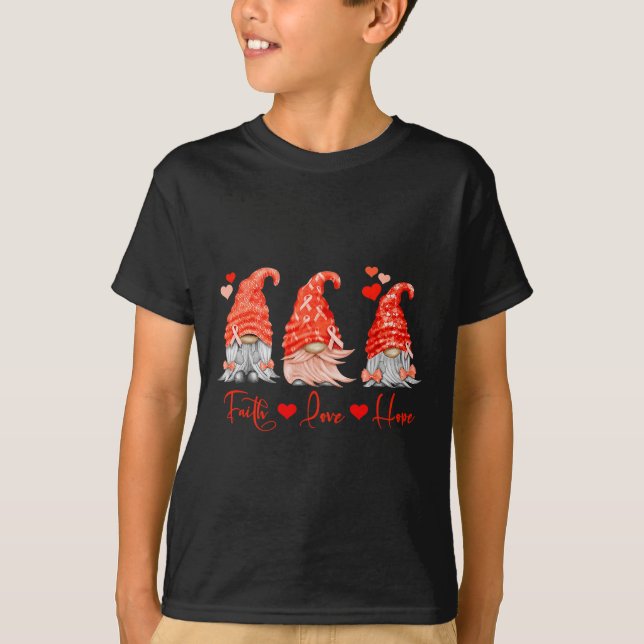 Camiseta Fe del Cáncer de Sangre Esperanza Amor Gnomes Rojo (Anverso)
