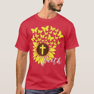 Camiseta Fe del Girasol Cruz Mariposas Christian Religi