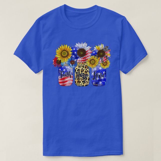 Camiseta Fe Del Girasol Esperanza Ama La Bandera Estadounid (Diseño del anverso)