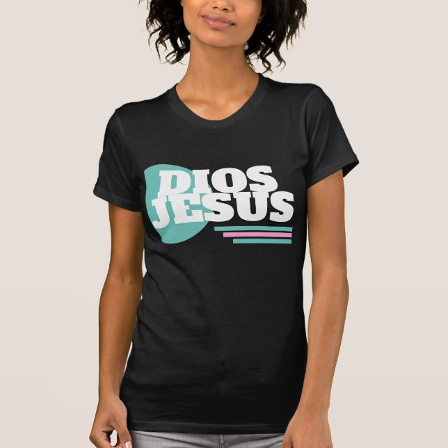 Camiseta Fe Dios Geométrico Rosa Modismo Cristiano (Anverso)